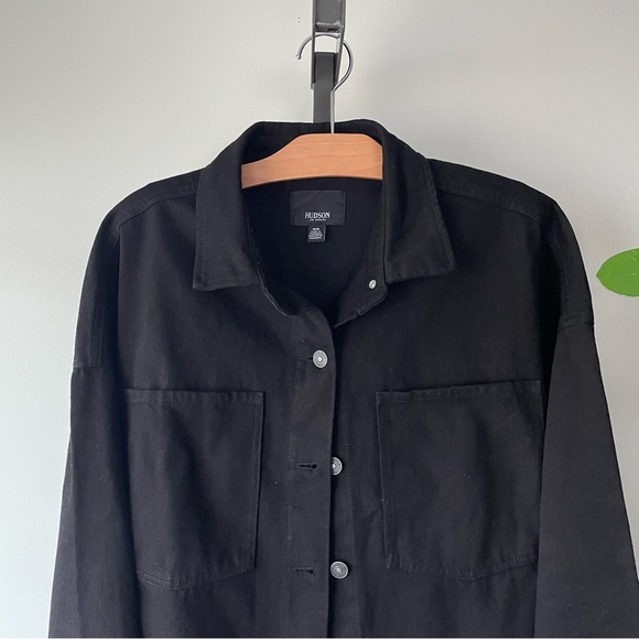 Hudson Jeans 100% Cotton Oversized Shacket Denim Jean Jacket Black Size Medium - Picture 4 of 9
